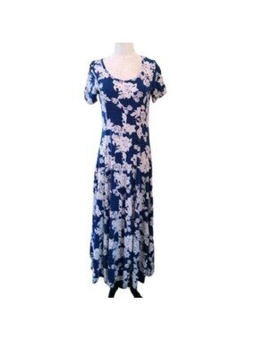 Haani Blue + White Floral Maxi Dress, size Small